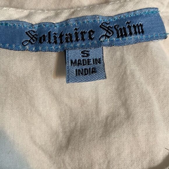 Solitaire Swim White Cotton Embroidered Racerback Coverup Small - Picture 4 of 5